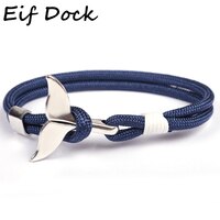 Браслет Eif Dock Акулий хвост с китовым якорем для мужчин и женщин, модный темно-синий нейлоновый веревочный браслет цепь-Паракорд, мужские браслеты 4000824693221
