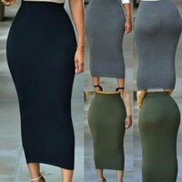 Женская облегающая длинная юбка-карандаш, плотная однотонная обтягивающая тянущаяся юбка с высокой талией в мусульманском стиле, новинка 2023 4000834457798