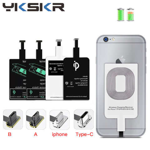 Беспроводное зарядное устройство Qi, приемник, поддержка Micro USB Type C, адаптер для быстрой беспроводной зарядки для iPhone, Android, катушка индукционного приемника 4000868255870