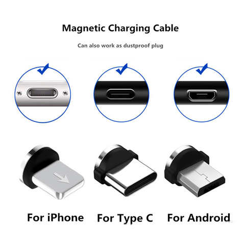 Магнитный Кабельный штекер, USB-кабель, адаптер для iPhone 8 pin USB C Micro Type C, штекеры Android для быстрой зарядки USB, шнур для зарядного устройства 4000880109177