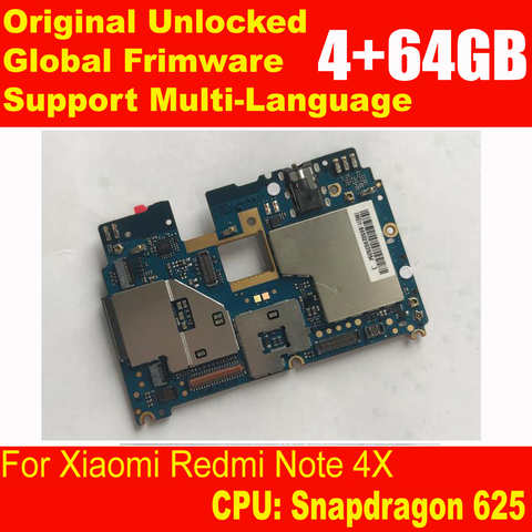 Оригинальная Рабочая материнская плата для Xiaomi Redmi Note 4X note 4 глобальная версия 4 + 64 ГБ Snapdragon 625 материнская плата Frimware MIUI Note4X 4000883849990