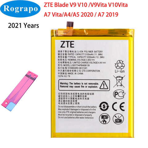 Аккумулятор для ZTE Blade V9, V10, A7 Vita, V9Vita, V0920, V10Vita, A4 3200, A7 0722, A5 2019, 2020 мА · ч 4000907204723