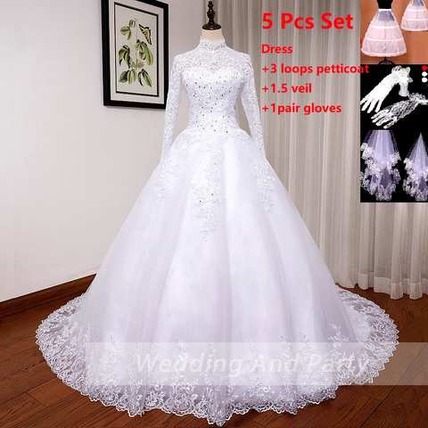 Мусульманское свадебное платье с длинным рукавом и шлейфом 4000910841300