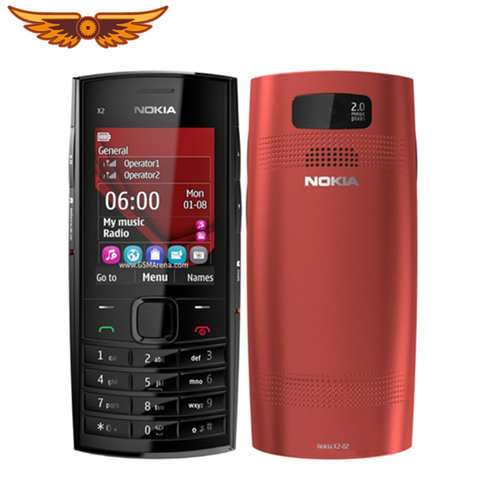 Оригинальный разблокированный одноъядерный Nokia X2-02, ОС Symbian, Bluetooth, FM-радио, одна SIM-карта, 1020 мА · ч, черный и красный, б/у, мобильный телефон 4000934544321