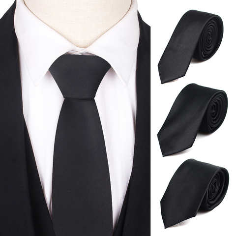 Черный галстук для мужчин и женщин, повседневный костюм, однотонный галстук, узкие мужские галстуки для бизнеса, свадьбы, тонкие мужские галстуки 4000937491161