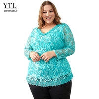 Yitonglian элегантная женская кружевная блузка с цветочным рисунком, винтажная туника, рубашка с v-образным вырезом, изящные вязаные крючком топы, размер США 8-30 H009G 4000955500107