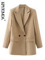 Женский двубортный однотонный пиджак из полиэстера, цвета в ассортименте 4000966216693