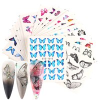 Переводные наклейки для ногтей Набор наклеек, 12 или 30 шт., с изображением цветов, бабочек, аниме, Листьев, фольги, дизайн для ногтей, слайдер, NFSTZ982-1017 4000983992366