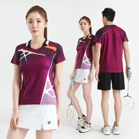 Корейский спортивный костюм с футболкой для бадминтона, Женская/Мужская одежда для настольного тенниса, футболка с коротким рукавом, теннисная юбка для тренировок 4000986977780