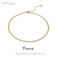 Очаровательное Новое геометрическое ожерелье Yhpup из змеиной цепи, модные ювелирные изделия из нержавеющей стали, брелок с золотой металлической текстурой, женский водонепроницаемый подарок 4000994366316
