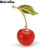Женская Брошь вишня Wuli & baby, 3 цвета, с красной эмалью, в форме фруктов, 2020 4000999015083