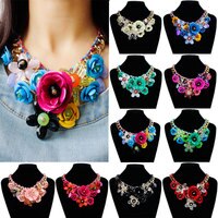 Романтическое свежее красочное короткое модное женское ювелирное изделие, чокер, ожерелье с пятью цветами, популярные аксессуары, массивное ожерелье 4001004613274