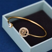 Изящный женский браслет с белым цирконом и камнем «Древо жизни», регулируемые браслеты для женщин, милый свадебный браслет из розового золота 4001007360905