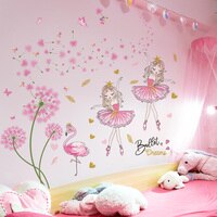 [SHIJUEHEZI] Одуванчик Цветы Наклейка на стену DIY девушка МУРАЛ с Фламинго наклейки для детской спальни детская комната украшение дома 4001014734685