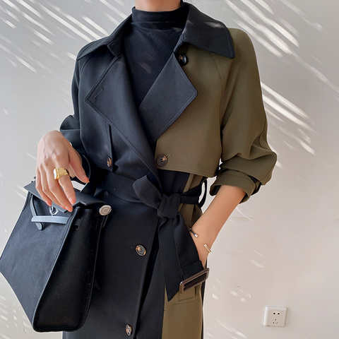 Европейский и американский Тренч высокого качества на осень и весну, женское длинное пальто, простая шикарная Классическая Женская ветровка FY112 4001025037346