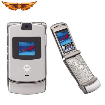 Четырехдиапазонный раскладушка для Motorola Razr V3 GSM, оригинальный, разблокированный, старый б/у, мобильный телефон 4001035031672