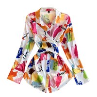 Весенняя модная блузка женская рубашка с отложным воротником Элегантные женские рубашки длинная туника Desigual женские Топы Блузы GD349 4001039799282