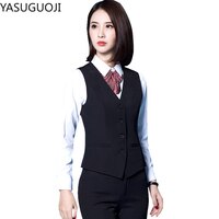 Новинка, Модный деловой облегающий женский жилет YASUGUOJI, деловой офисный женский жилет с V-образным вырезом, верхняя одежда, униформа для работы 4001058486101
