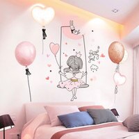 Наклейки на стену [shijuekongjian] с изображением девочки, Луны, воздушные шары "сделай сам", настенные наклейки для детской комнаты, спальни, детской комнаты, украшения для дома 4001061447198
