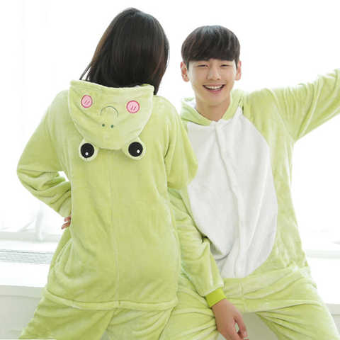 Пижама-кигуруми в виде лягушки, фланелевая теплая зимняя Пижама-комбинезон для косплея, для мужчин и женщин, для взрослых, для вечеринок, причудливая Пижама 4001068413694