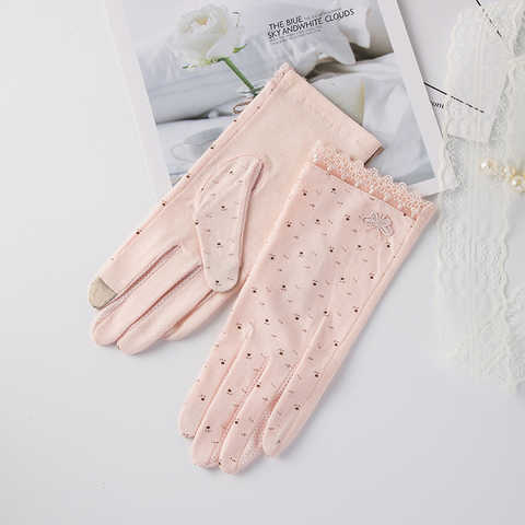 Перчатки женские для вождения, летние модные дышащие эластичные варежки для защиты от солнца и ультрафиолетовых лучей, нескользящие перчатки для сенсорных экранов, розовые, Осенние 4001076237421