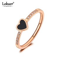 Кольцо Lokaer женское из титановой нержавеющей стали, модное обручальное кольцо с черным акриловым сердечком, R20027 4001103972601