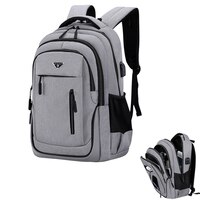 Большой Вместительный мужской рюкзак для ноутбука 15,6, серый, Оксфорд, одноцветные школьные сумки, Подростковый студенческий рюкзак, многофункциональный рюкзак 4001108388475