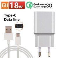 Зарядное устройство Xiaomi 18W, поддержка быстрой зарядки QC 3,0, разъем USB-C для Xiaomi Redmi Note 7, 8 Pro, 9 S, Redmi 7, 8, 8A, 6A, Mi 8, Lite, Mi 9 SE, 9T, Max 3, A3 4001132432610