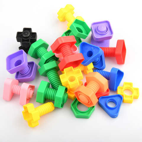 8 шт./компл., винтовые строительные блоки, в форме гайки, подходящие головоломки, игрушки для детей, в форме Монтессори, цветные развивающие игрушки 4001136613607
