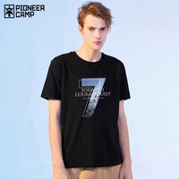 Футболка Pioneer Camp мужская из хлопка, Повседневная модная рубашка с принтом цифры 7, черная, синяя, желтая, ADT0207181H, на лето 4001142462781