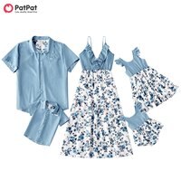 PatPat Семейные одинаковые наряды для матери и ребенка мозаичные хлопковые одинаковые костюмы для пар с коротким длинным рукавом для членов семьи 4001155474043