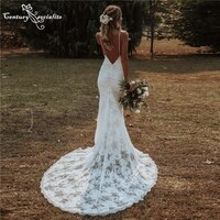 Женское свадебное платье-русалка в стиле бохо, пляжное платье невесты на бретелях-спагетти с открытой спиной, богемные свадебные платья, 2022 4001164289518
