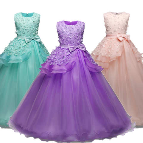 Женское Цветочное платье, вечернее бальное платье, платье принцессы для подружки невесты, свадебное детское платье-пачка, Рождественский Костюм 4001174844753