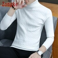 Тонкая белая водолазка Zongke, мужской свитер, пуловер, Мужская одежда, Корейский мужской свитер с высоким воротником, весенняя одежда 2022 4001189798761