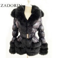 Женское зимнее пальто ZADORIN 2024, теплая куртка на белом утином пуху, Женское пальто со съемным рукавом и капюшоном из искусственного меха, черная пуховая куртка 4001190630076