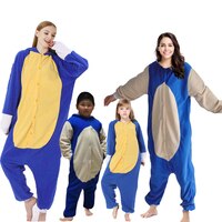 Пижама-Кигуруми для детей и женщин, флисовый мультяшный комбинезон с рисунком ежика для взрослых, семейный комбинезон, пижама-Кигуруми для дня рождения, енота 4001192954702