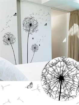 Большой черный Одуванчик цветок настенные наклейки украшения дома гостиная спальня мебель искусство наклейки бабочки фрески 4001196151778