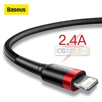 USB-кабель Baseus для iPhone14 13 12 11 Pro Max Xs X 8 Plus, кабель 2,4 А для быстрой зарядки iPhone, зарядный кабель, USB-кабель для передачи данных 4001201671251