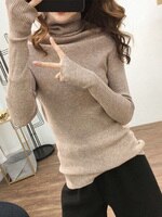 Женский трикотажный свитер-водолазка в рубчик, с длинным рукавом 4001209746270