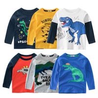 Футболки для мальчиков из 2022 хлопка, топы с длинным рукавом на весну и осень, Детская толстовка с динозавром, рубашки для мальчиков, одежда для мальчиков 4001215862589