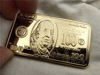 Американские металлические золотые стержни с монетами 100 долларов 24 К, коллекционный подарок 4001219927630