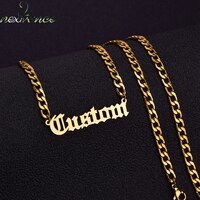 Индивидуальное ожерелье с именем на заказ, подвеска золотого цвета, 4 мм, стандартное ожерелье для женщин и мужчин, подарки ручной работы 4001223107420