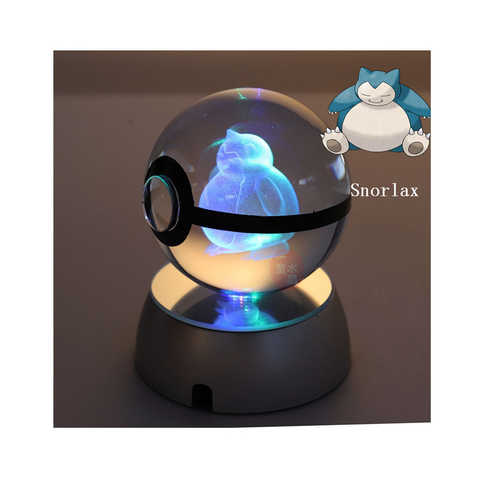 Аниме Покемон 3D Хрустальный шар Snorlax фигурка Pokeball гравировка кристалл модель с светодиодный светильник база детский подарок Аниме подарок 4001224018789