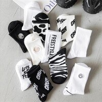 Носки женские зимние в стиле хип-хоп, черные и белые 4001225398216