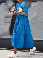 Женский летний сарафан, элегантное пляжное винтажное длинное платье VONDA 2022, богемное платье, Повседневное платье 4001238941540