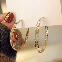FYUAN Золотые круглые серьги-кольца с кристаллами для женщин Bijoux геометрические серьги Стразы эффектные Ювелирные изделия Подарки для вечеринок 4001244764144