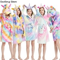 Детский халат-Кигуруми для мальчиков и девочек, банный халат с животными, Радужный Единорог, купальные халаты с капюшоном, ночная рубашка, одежда для сна 4001277182147