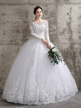 Женское свадебное платье с длинным рукавом, кружевное бальное платье с вышивкой, оптовая продажа, новинка, дешевые товары с бесплатной доставкой, размер плюс 4001279962510