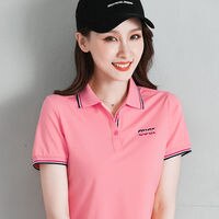 2020 летние женские рубашки, футболка с коротким рукавом, женские рубашки поло, 95% хлопок, корейские женские повседневные спортивные топы с вышивкой логотипа 4001280454842