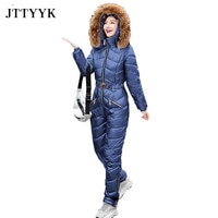 Женский комбинезон с капюшоном JTTYYK, зимний комбинезон с хлопковой подкладкой, с поясом, прямой, на молнии, Повседневный, Спортивный костюм 4001282130658